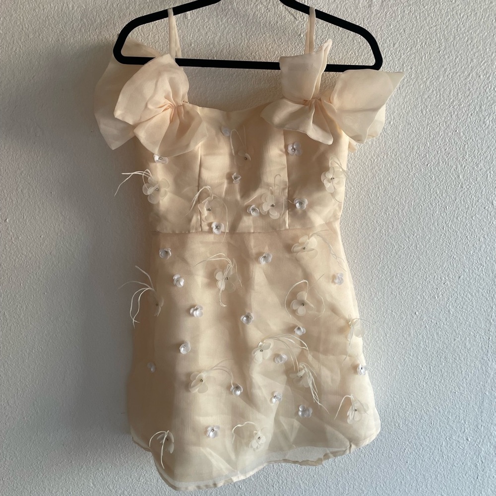 NWT Teen girl Ivory Organza Floral Appliqué Dress